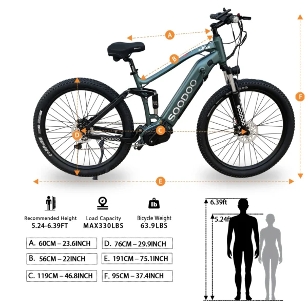 Azraa Electric Bike | Motor Mid-Drive Strong Powerful Motor Ebike | Dark Green Alpha Electric Bicycle | Built-in 36V 12AH Battery in UK Stock - Image 3