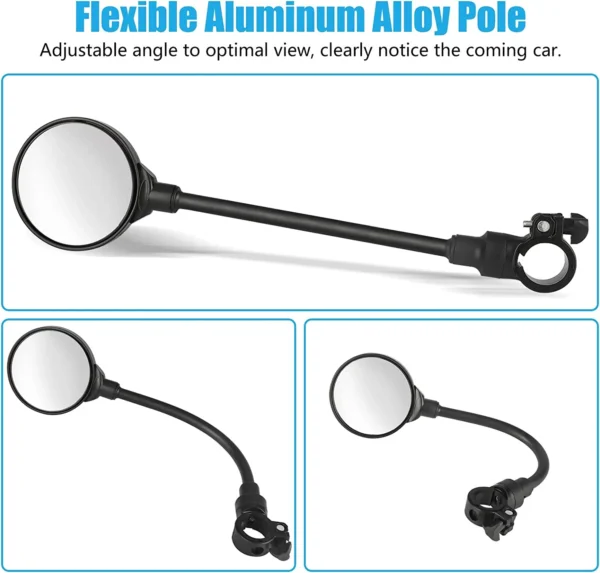 Azraa Bike Mirrors, 1 Pair Bicycle Cycling Wide Angle Rear View Mirrors - Image 3