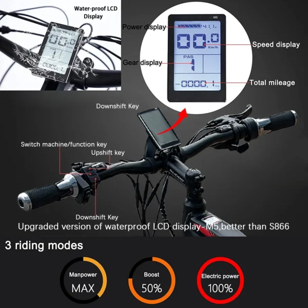 Azraa Electric Bike | Red Warrier 26" Electric Mountain Pedal E-Bike | 36V12A Battery with Integrated wheels | - Image 4