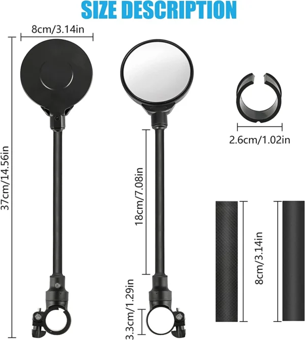 Azraa Bike Mirrors, 1 Pair Bicycle Cycling Wide Angle Rear View Mirrors - Image 6