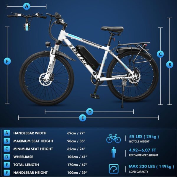 Azraa Electric Bike for Adults_26" Electric Bicycle_E-bikes Built-in 36V 8Ah/13Ah Removable Li-Ion Battery_2601W - Image 9