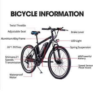 AZRAA Ridge Cruiser 24"x3.5" Comfort Electric Bike – 48V 10Ah Battery, 500W Motor, Throttle-On-Demand, Step-Through Frame