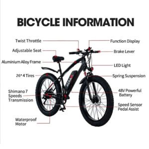 AZRAA Frost Cruiser 24"x4.5" Vintage Snow E-Bike – 48V 10Ah Battery, 500W Motor, Throttle-On-Demand, Retro Styling with Modern Tech