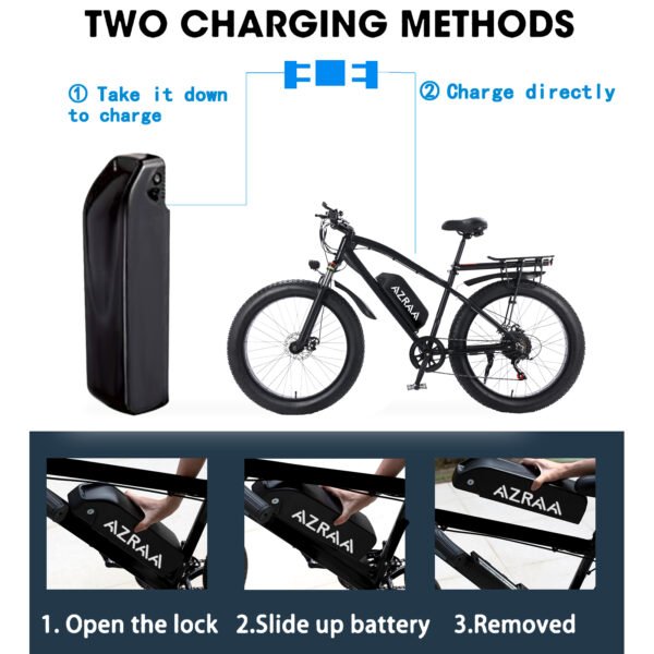 AZRAA Frost Cruiser 24"x4.5" Vintage Snow E-Bike – 48V 10Ah Battery, 500W Motor, Throttle-On-Demand, Retro Styling with Modern Tech - Image 3