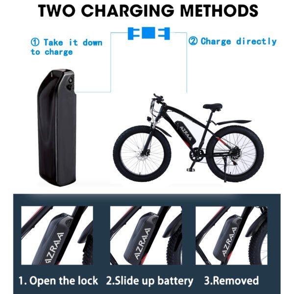 AZRAA Trailblazer 27.5"x3.8" Hybrid Snow/City E-Bike – 48V 12.5Ah Battery, 750W Motor, Belt Drive, Hidden Battery Design, Commuter & Off-Road Ready - Image 7