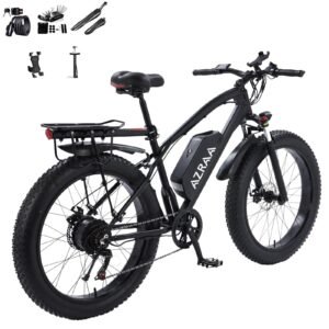 AZRAA 26"x4.0" Fat Tire Electric Bike – 48V 10.5Ah Removable Battery, 750W Motor, Shimano 7-Speed, All-Terrain E-Bike for Adults (Beach/Snow/Mountain)