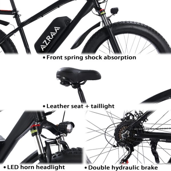 AZRAA Frost Cruiser 24"x4.5" Vintage Snow E-Bike – 48V 10Ah Battery, 500W Motor, Throttle-On-Demand, Retro Styling with Modern Tech - Image 4