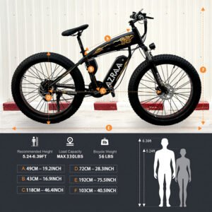 AZRAA Summit Pro 26"x4.0" Snow Electric Bike – 48V 10Ah Battery, 500W Motor, Shimano 6-Speed, Hydraulic Brakes, Full Suspension for Extreme Terrain